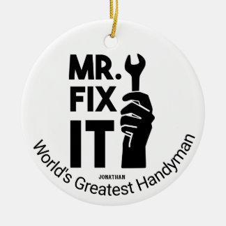 Personlig Mr. Fix it Wrench Julgransprydnad Keramik
