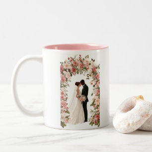 Personlig Mr & Mrs Bröllopsmugg - Anpassad Blommig Två-Tonad Mugg