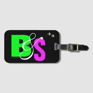 personlig mr. & Mrs Neon initialer Bagagebricka
