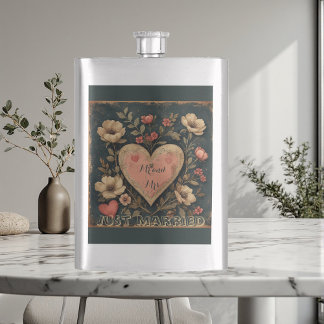 Personlig Mr & Mrs Nygifta Vintage Blommig Fickplunta