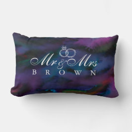 Personlig Mr. & Mrs. smokey lila vatten färg Lumbarkudde