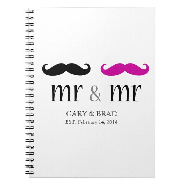Personlig Mr. & Mustache Journal Anteckningsbok Med Spiral (Framsidan)
