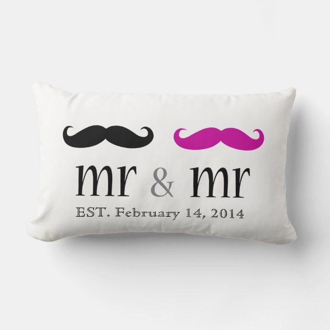 Personlig Mr. & Mustache Pillow Lumbarkudde (Framsida)