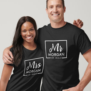 PERSONLIG Mr. och Mrs. anpassningsbar par T Shirt