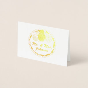 Personlig Mr. och Mrs. Bröllop Cake Bride Groom Folierat Kort