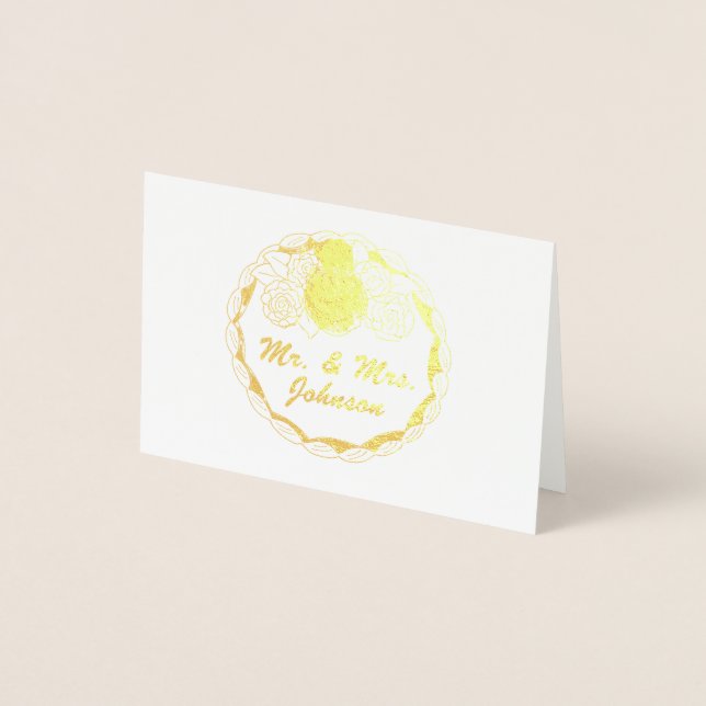 Personlig Mr. och Mrs. Bröllop Cake Bride Groom Folierat Kort (Framsida)