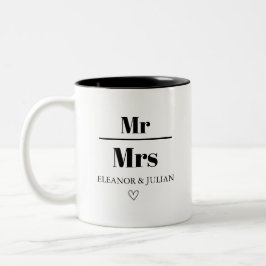 Personlig Mr och Mrs-mugg Anpassat parnamn Bröllop Två-Tonad Mugg