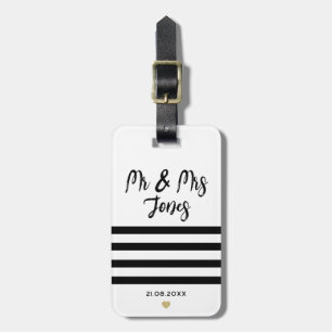 Personlig Mr. och Mrs. Script Bröllop Newlyowed Bagagebricka