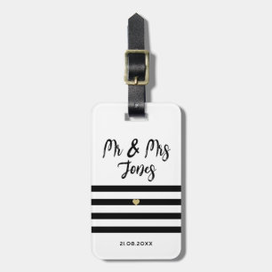 Personlig Mr. och Mrs. Script Bröllop Newlyowed Bagagebricka