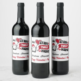 Personlig Mr. Steal Your Heart - Alla hjärtans dag Vinflaska Etikett