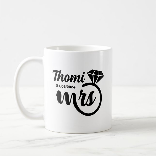 personlig Mrs-gåva elegant skript Kaffemugg (Vänster)