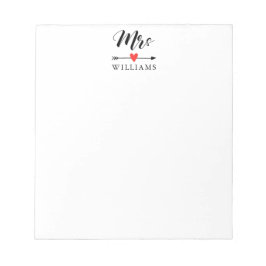 Personlig Mrs. med hjärta och pil Anteckningsblock