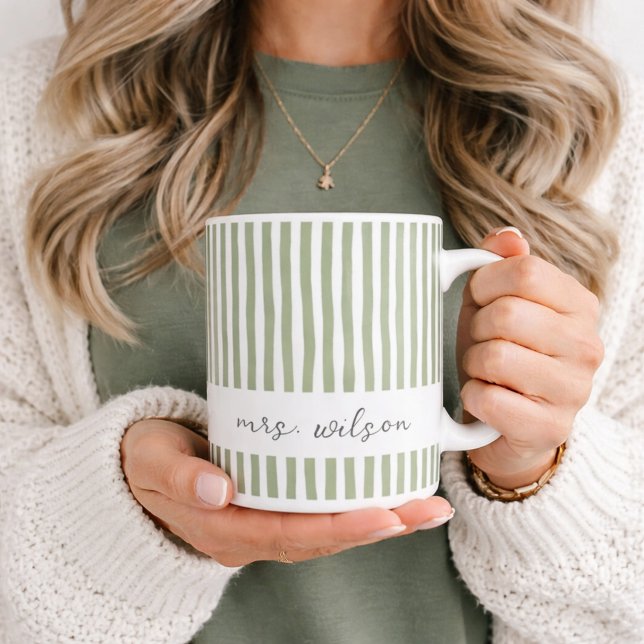 Personlig Mrs-mugg Grönrandig kaffemugg (Skapare uppladdad)