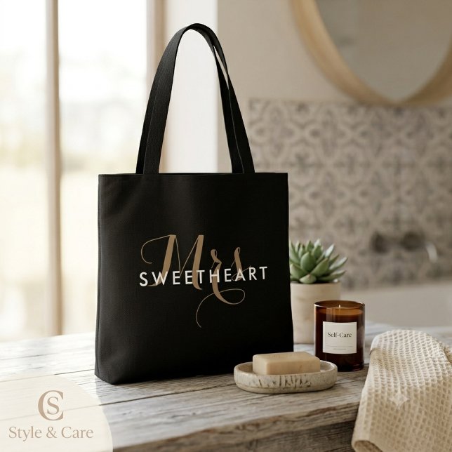 Personlig Mrs Namn Medium Tote Bag Presentidé Tygkasse (Personalized Mrs Name Medium Tote Bag Gift Idea)