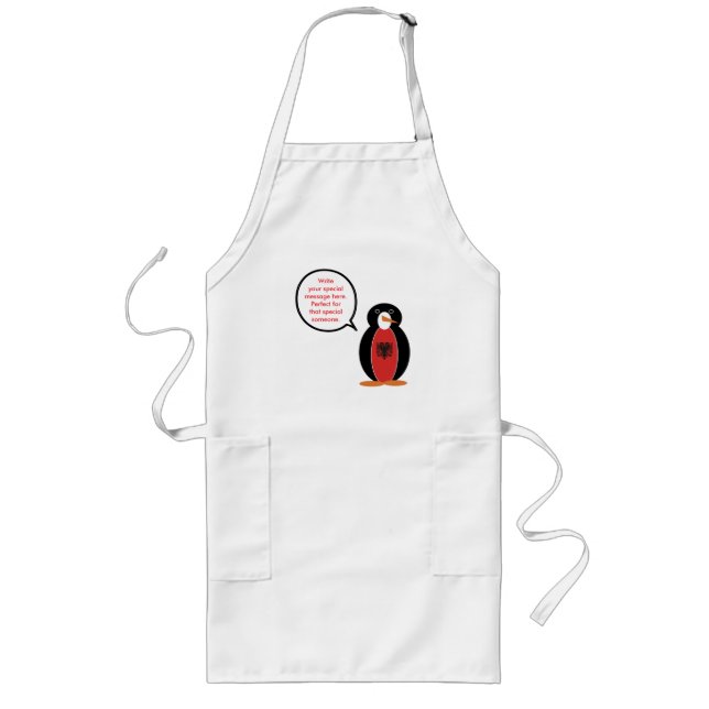 Personlig Ms. Penguin Albanien Långt Förkläde (Framsidan)