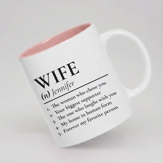 Personlig Mug Definition för Hustru Nyförlovade Pr Två-Tonad Mugg (Wife Definition Coffee Mug Birthday Gift for Her, Personalized Wife and Husband Mug Wedding Gift)