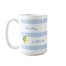 Personlig mug med randig blå strand-tema Dolce Vit