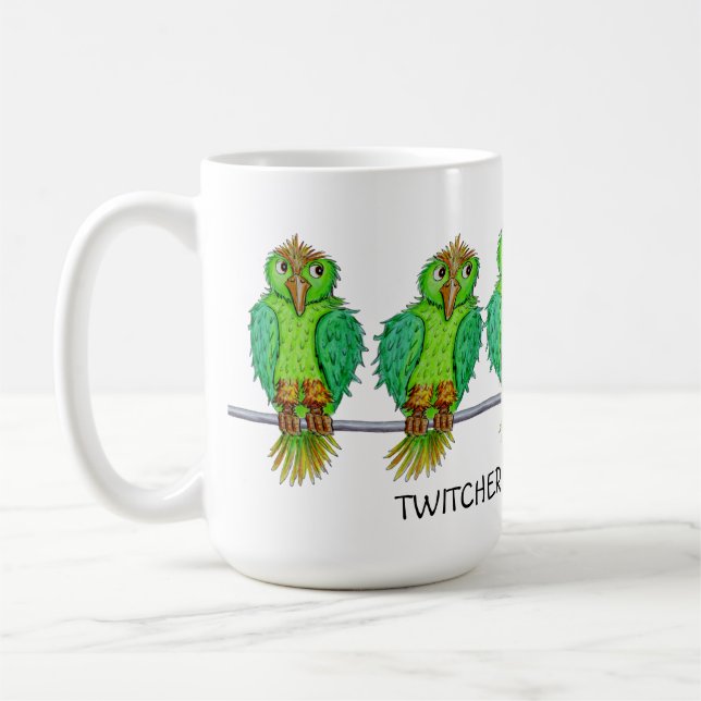 Personlig Mug med Tecknad Fågelälskare Kaffemugg (Vänster)