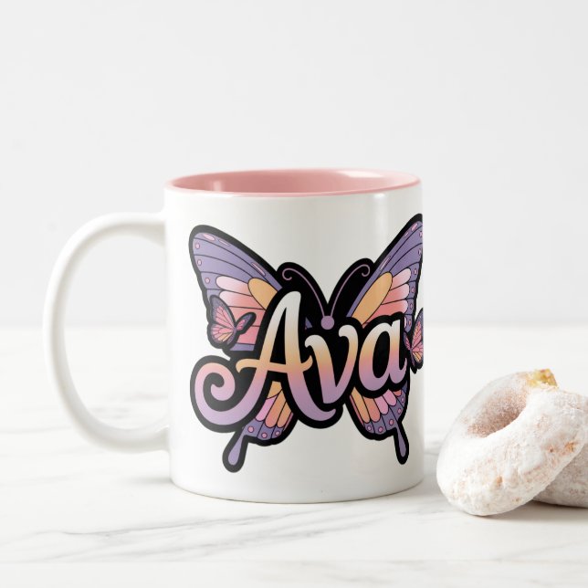 Personlig mugg - Ava Butterfly Design Mugg (Med munk)