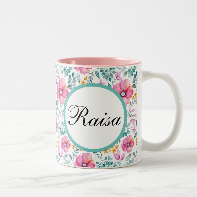 Personlig mugg Blommigt (Höger)