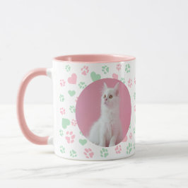 Personlig mugg Cat Tass avtryck och Heart Mönster