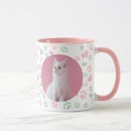 Personlig mugg Cat Tass avtryck och Heart Mönster