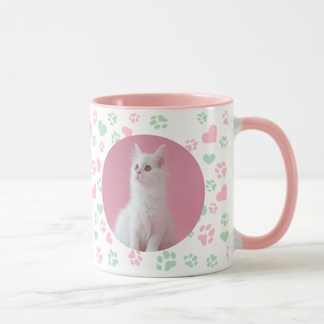 Personlig mugg Cat Tass avtryck och Heart Mönster (Höger)