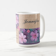 Personlig mugg - Färgbara Glitter-blommor
