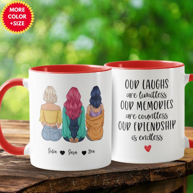 Personlig mugg för 3 bästa vänner | Anpassad BFF-g (Personalized 3 Best Friends Mug | Custom BFF Gift)