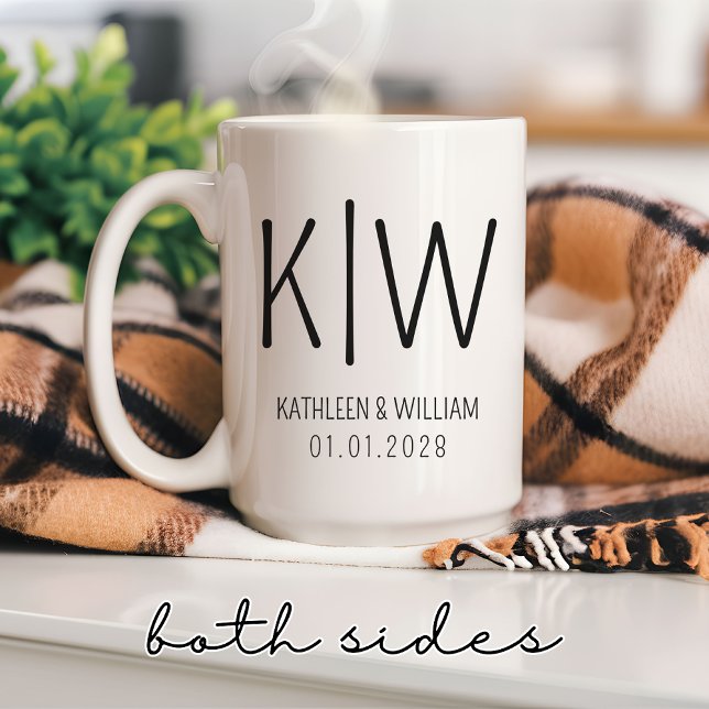 Personlig mugg för brud och brudgum, bröllopsgåva  (bride and groom mug, his and hers mug, newlywed couple mug, bridal shower mug, engagement gift mug,)
