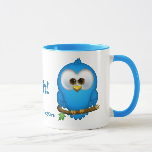 Personlig mugg för fågel för Cutie blåttTweet (Höger)
