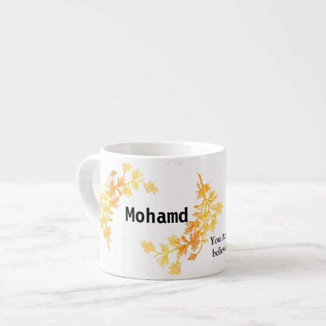 Personlig mugg för Mohamd - Elegant Guld Blommigte Espressomugg (Framsida vänster)