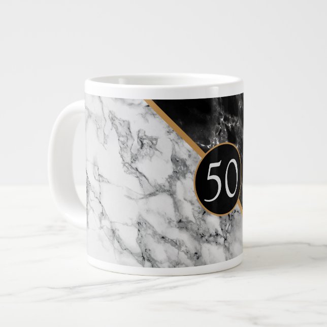 Personlig Mugg Marble Design för kaffekaffe Jumbo Mugg (Framsida vänster)