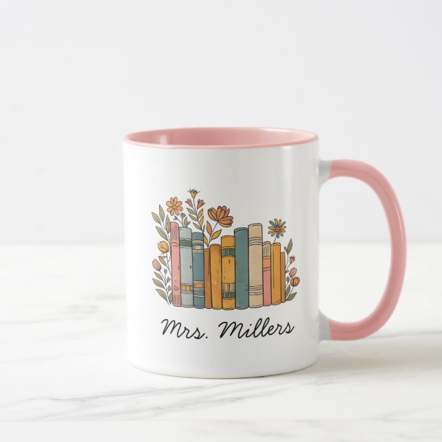 Personlig mugg med blombok, lärare kaffemugg, (Höger)