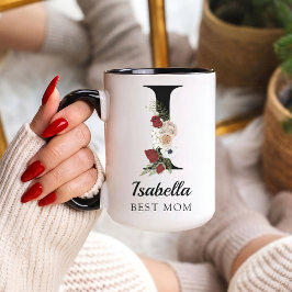 Personlig mugg med blommönster och initialer - per