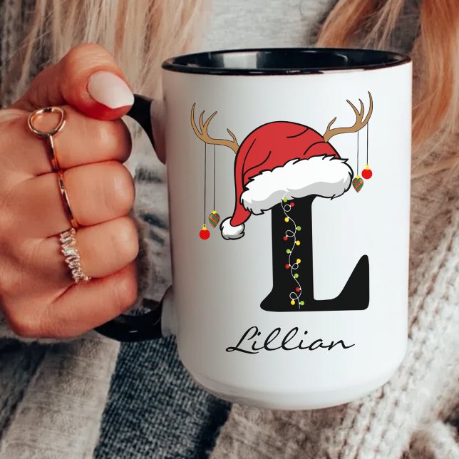 Personlig mugg med initialer - Tomte - Present til (christmas mug for her, christmas mug for him, custom christmas mug, christmas family gift for dad,)