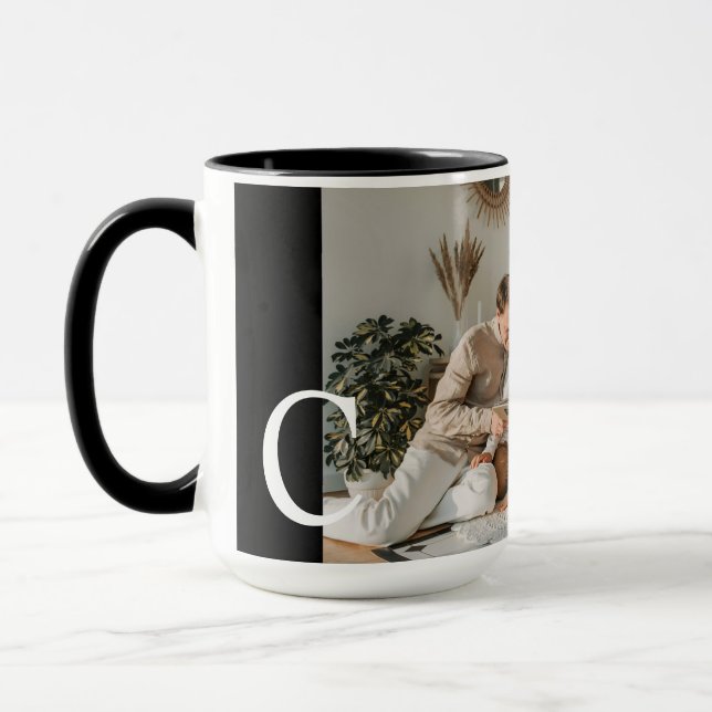 Personlig mugg med monogram och familjefoto (Vänster)