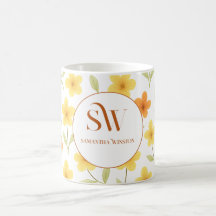 Personlig mugg med Orange och Gula blommor