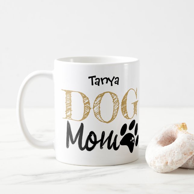 Personlig mugg med tassavtryck för hundmamma (Med munk)