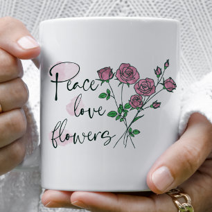 Personlig mugg Peace Kärlek Flowers