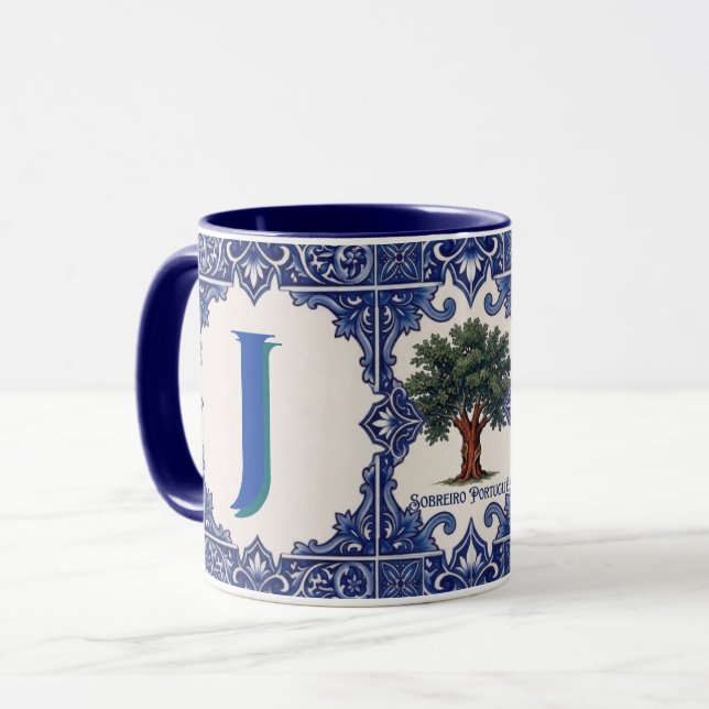 Personlig mugg Portugisisk Azulejo-överstyckning (Framsida vänster)