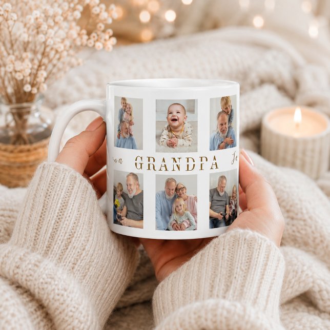 Personlig mugg till farfar med egna foton jumbo mugg (Skapare uppladdad)