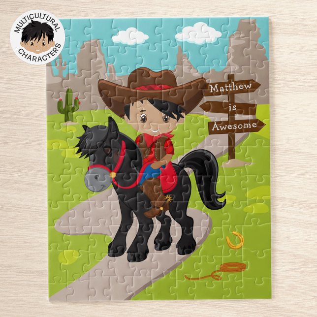 Personlig Multicultural Cowboy Jigszle Puzzle Pussel (Skapare uppladdad)