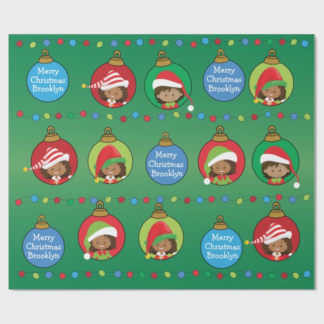 Personlig Multicultural Girl Elf Presentpapper (Platt)