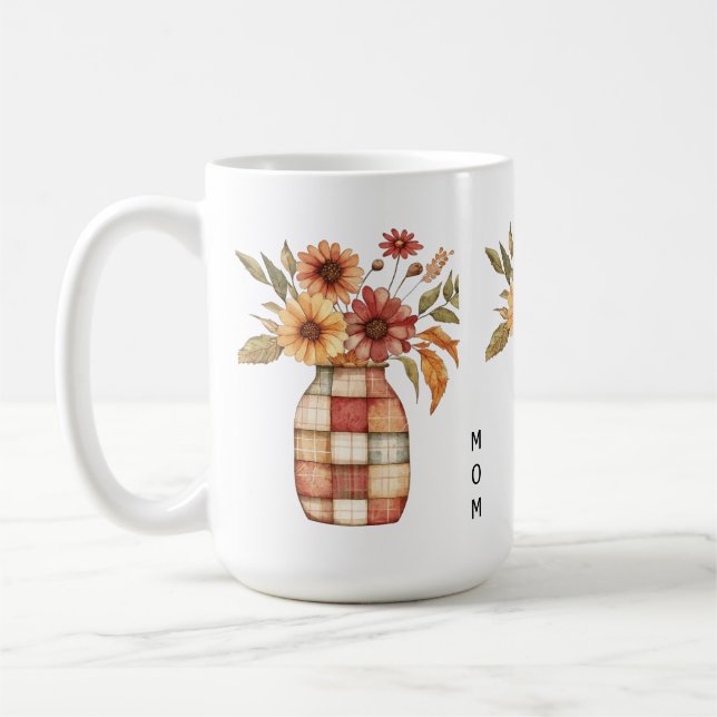 Personlig Multifärgad Patfhwork Flowers Vas Kaffemugg (Vänster)