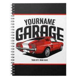 Personlig Muscle Car 1967 Red Fastback Garage Anteckningsbok