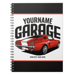 Personlig Muscle Car 1967 Red Fastback Garage Anteckningsbok