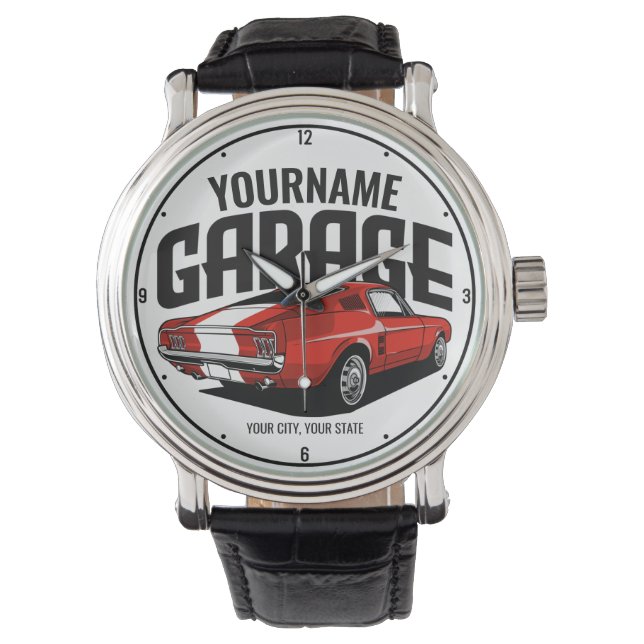 Personlig Muscle Car 1967 Red Fastback Garage Armbandsur (Framsida)