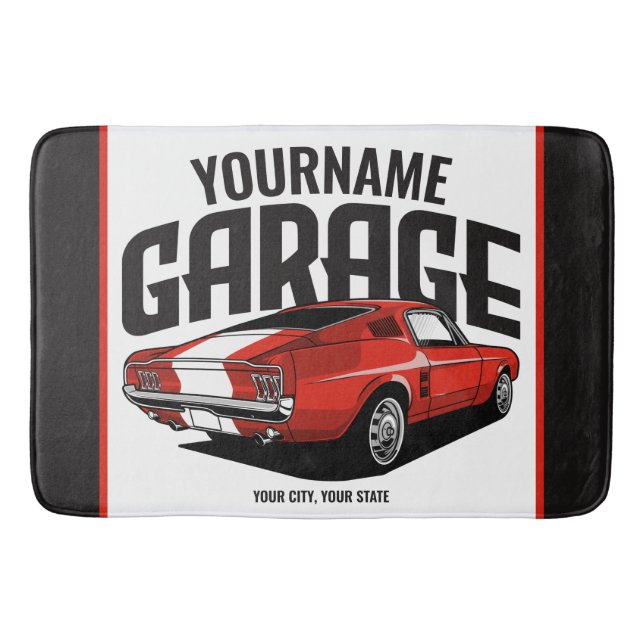 Personlig Muscle Car 1967 Red Fastback Garage Badrumsmatta (Framsidan)