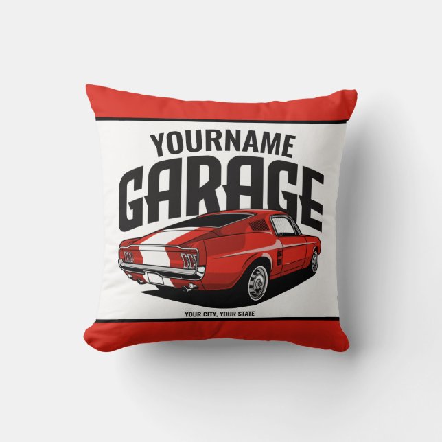 Personlig Muscle Car 1967 Red Fastback Garage Kudde (Framsida)